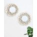 Macrame Wall Mirrors (Set of 2) – Handmade Round Boho Mirror with Fringes | Decorative Hanging Mirror for Bedroom, Living Room, Entryway & Vanity (12” Diameter)
