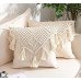 Macrame Square Throw Pillow Covers (Set of 2) – Handmade Boho Cushion Covers with Tassels | Decorative Cotton Pillow Cases for Sofa, Bed, Living Room & Cozy Décor