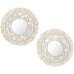 Macrame Wall Mirrors (Set of 2) – Handmade Round Boho Mirror with Fringes | Decorative Hanging Mirror for Bedroom, Living Room, Entryway & Vanity (12” Diameter)