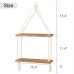 Macramé 2-Tier Hanging Shelf – Handmade Boho Wall Organizer with Double Wooden Planks for Plants, Books & Décor | Cotton Rope Floating Shelf for Bedroom, Living Room & Kitchen