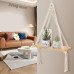 Macrame Hanging Shelf – Handmade Boho Wall Shelf with Wooden Plank for Plants, Décor, and Storage | Cotton Rope Floating Shelf for Bedroom, Living Room & Office
